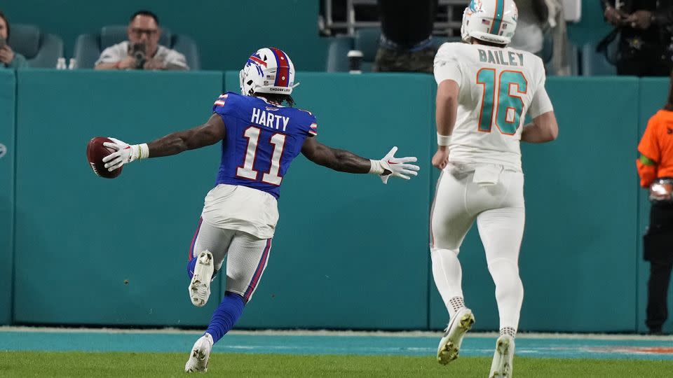 Harty celebrates after scoring a punt return touchdown against the Dolphins. - Lynne Sladky/AP