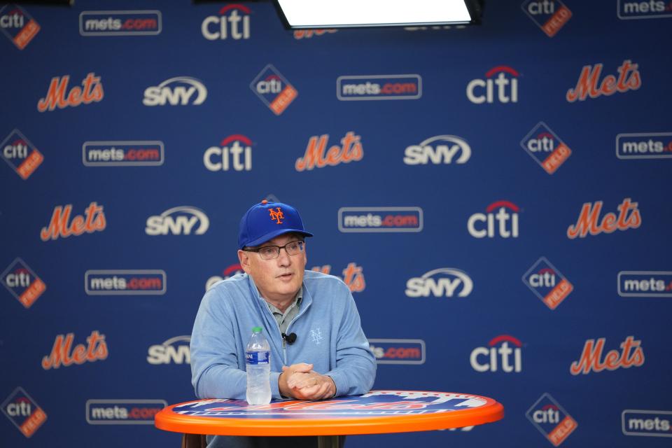 New York Mets owners Steve Cohen speaks during a news conference before a baseball game against the Milwaukee Brewers Wednesday, June 28, 2023, in New York. (AP Photo/Frank Franklin II)