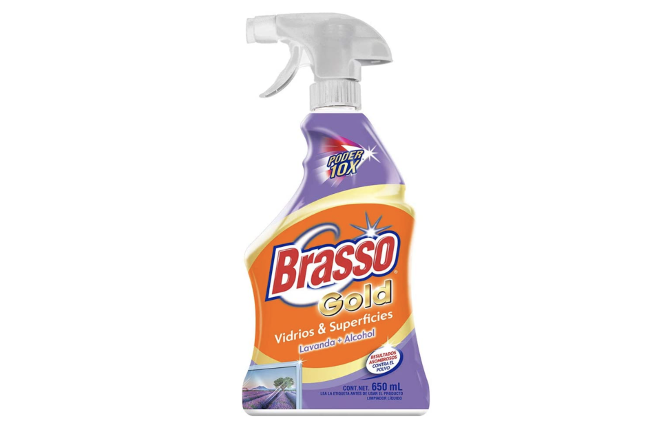 Brasso Vidrios y Superficies Lavanda y Alcohol con Atomizador, 650ml. Foto: amazon.com.mx