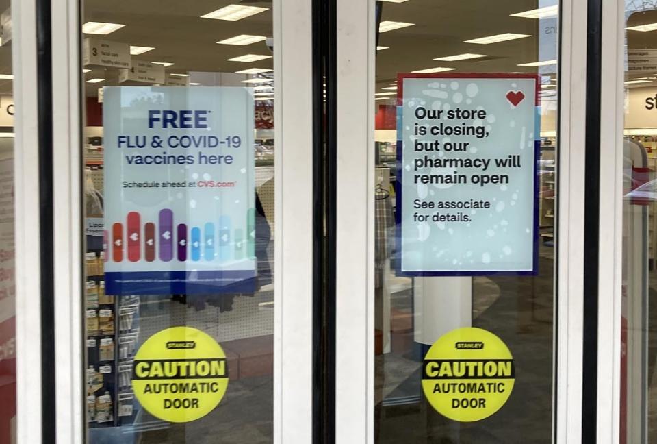 A sign on the front door of CVS Pharmacy,1535 W. 26th St, announced the storefront will close but the pharmacy will remain open. The storefront will become an Oak Street Health primary care clinic sometime in 2024.