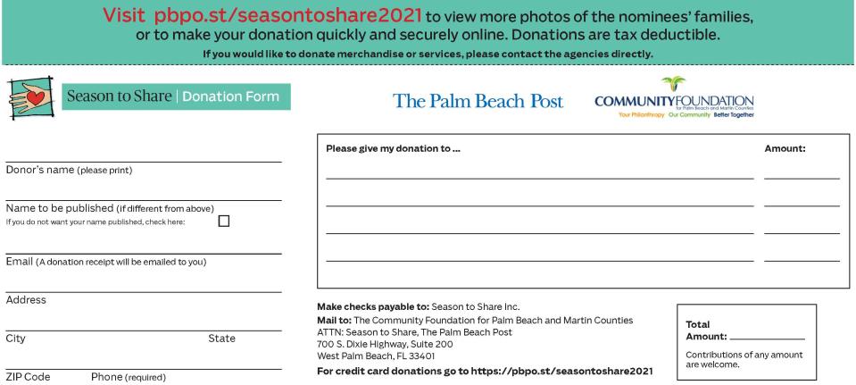 Season to Share Donation Form