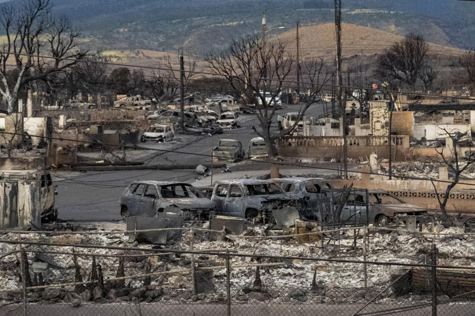 LAHAINA, HI - AUGUST 10:  Cars and houses are burned down causing by the wildfire on Honoapiilani Highway in Lahaina, Hawaii on August 10, 2023.

(Photo by Mengshin Lin for The Washington Post via Getty Images)