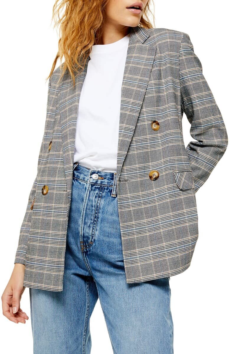 An oversized plaid blazer is a great way to dabble in 1970s-inspired style.&nbsp; (Photo: Nordstrom)