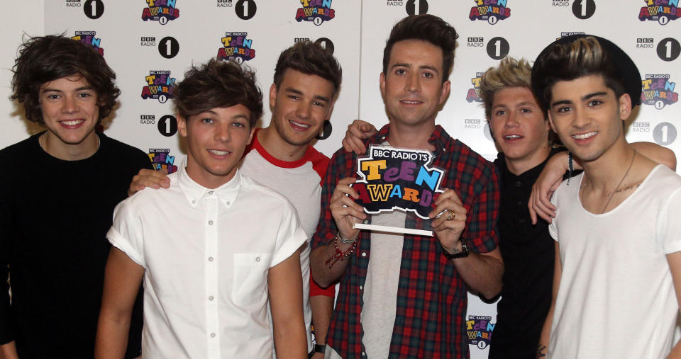 One Direction with Nick Grimshaw in 2012 (PA Images)