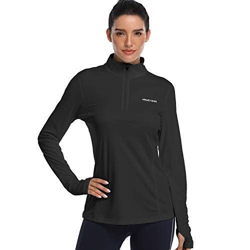 7) Half-Zip Thumb Hole Outdoor Performance Workout Layer