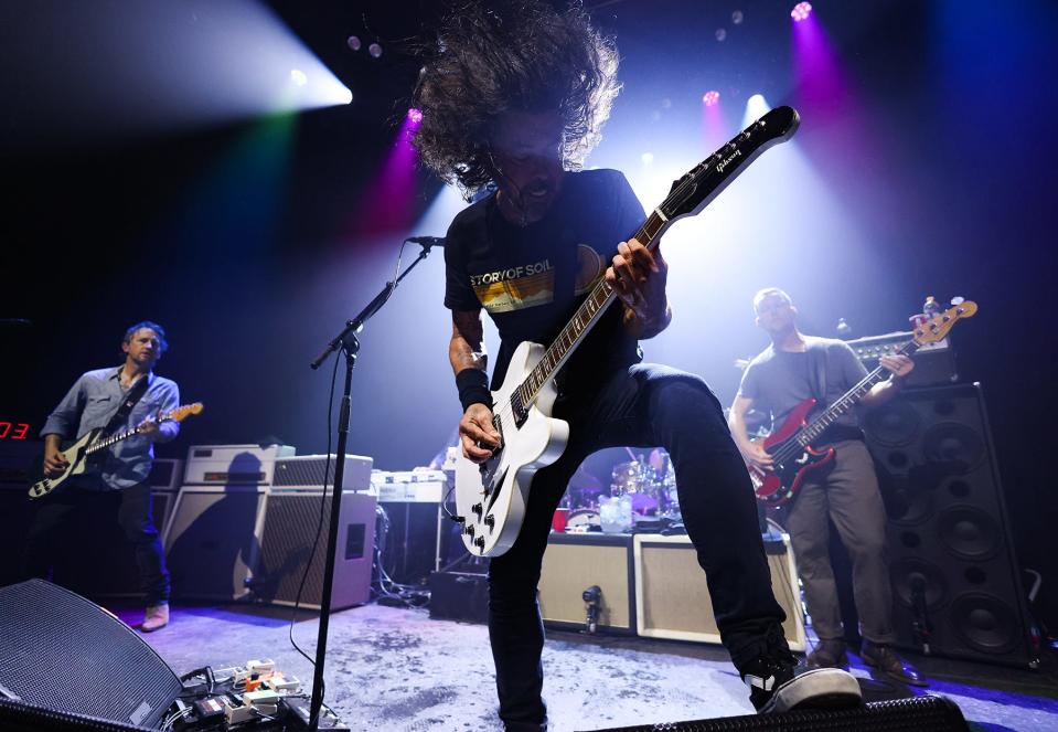 Dave Grohl - with guitarist Chris Shiflett (left) and bassist Nate Mendel, had the floors of The Atlantis shaking on May 30, 2023.