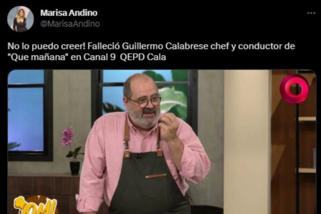 Dolor en las redes por la muerte de Guillermo Calabrese