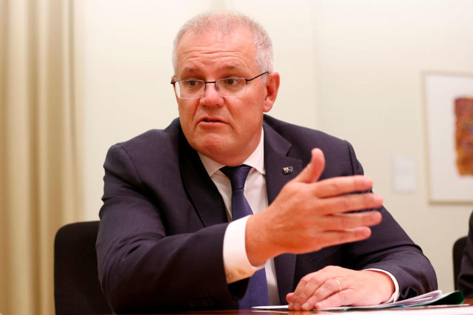 Prime Minister Scott Morrison speaks at a general practitioner roundtable at Commonwealth Offices in Melbourne, Australia.