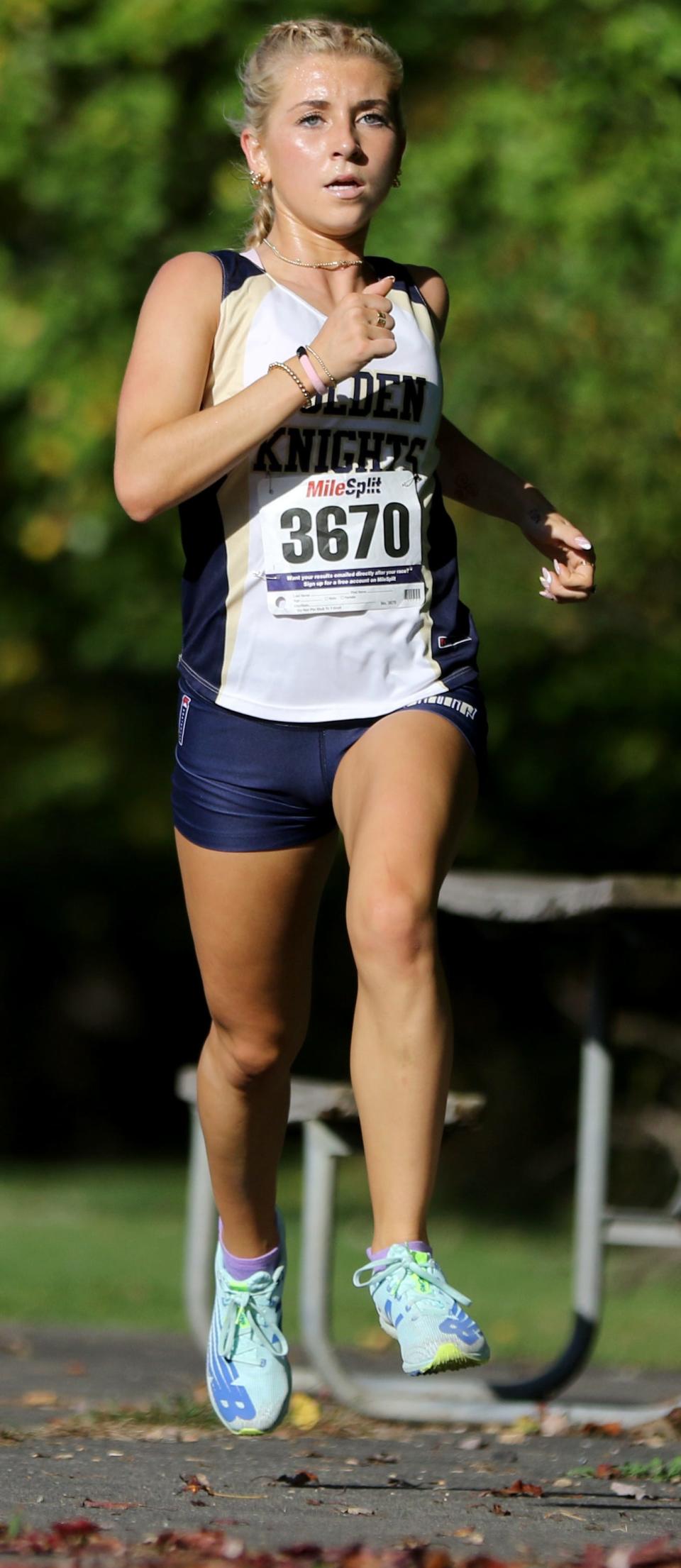 Kristen Johnson of Old Tappan finishing a race last fall.