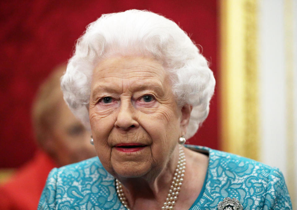 LONDON, ENGLAND - OCTOBER 21: Queen Elizabeth II during a reception to mark the 60th anniversary of Cruse Bereavement Care at St James's Palace on October 21, 2019 in London, England.  (Photo by Yui Mok - WPA Pool / Getty Images)
