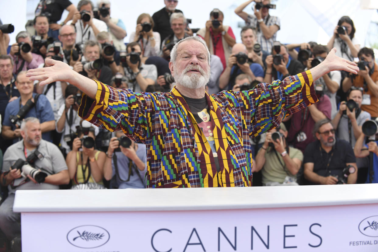 Director Terry Gilliam poses for photographers during a photo call for the film 'The Man Who Killed Don Quixote' at the 71st international film festival, Cannes, southern France, Saturday, May 19, 2018. (Photo by Arthur Mola/Invision/AP)