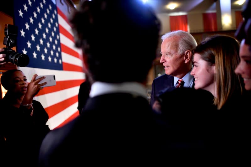 Democratic presidential candidate and former Vice President Joe Biden greets supporters after speaking in Scranton