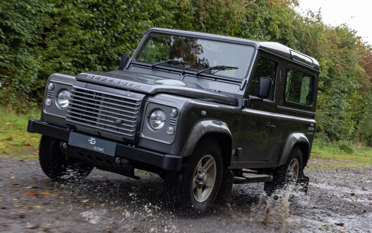 Light off-roading in a battery-powered Land Rover Defender