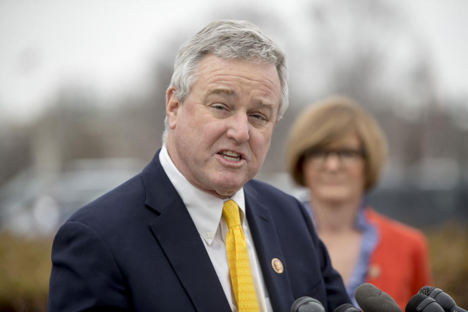 FILE - U.S. Rep. David Trone, D-Md., speaks at a news conference Jan. 17, 2019, on Capitol Hill in Washington. Democrats voting in Maryland's contentious primary for U.S. Senate are divided about who is best positioned to beat Republican former Gov. Larry Hogan. Trone and Prince George's County Executive Angela Alsobrooks are the most prominent candidates in the Democratic primary. (AP Photo/Andrew Harnik, File)