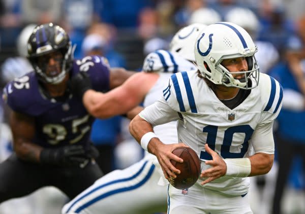 Indianapolis Colts quarterback Gardner Minshew (R) will start in Week 6 against the Jacksonville Jaguars. File Photo by David Tulis/UPI