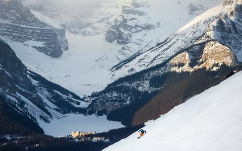 The views of the glacier and lake from Lake Louise's ski area are breathtaking - Credit: Paul Zizka/Banff Lake Louise Tourism