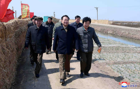 FILE PHOTO - Choe Ryong Hae, vice-chairman of the central committee of the Workers' Party of Korea (WPK), inspects a farm in Sariwon, North Korea, in this photo released on April 9, 2019 by North Korea's Korean Central News Agency (KCNA). KCNA via REUTERS