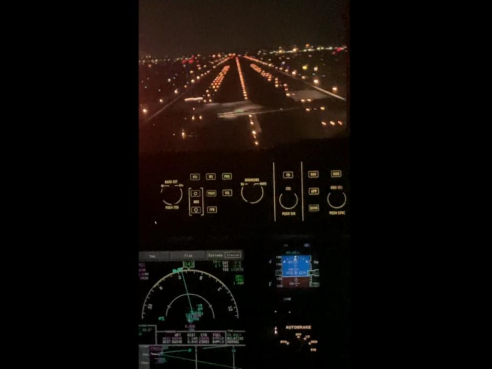 Screen capture from jump-seat occupant’s video recording showing Lear 60 crossing runway centerline
