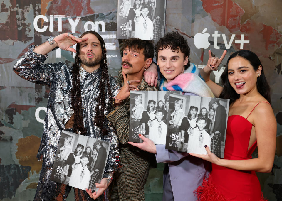 BROOKLYN, NEW YORK - MAY 09:  Nico Tortorella, Max Milner, Wyatt Oleff and Chase Sui Wonders attend the Apple TV+ 