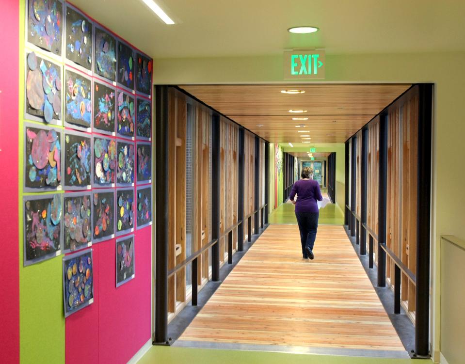 Student art work decorates the hallways at the Captain Charles Wilkes Elementary in this 2013 file photo.