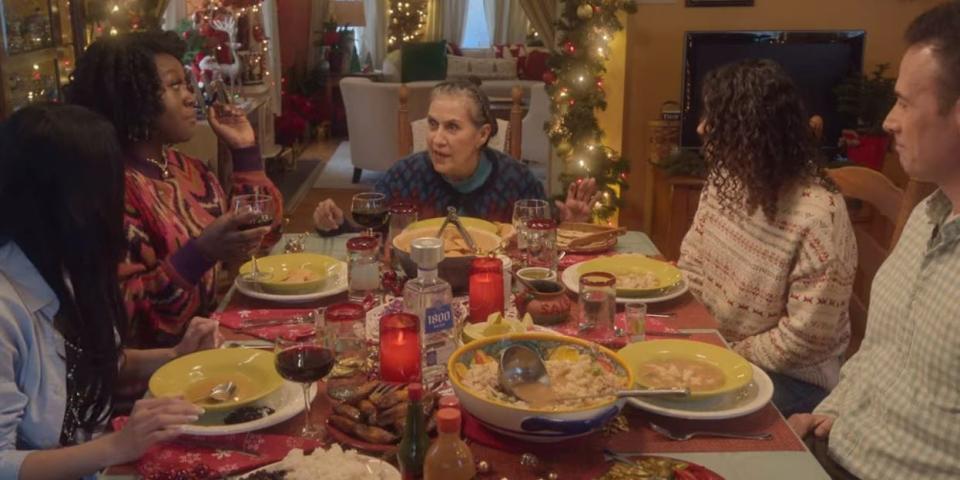 everyone sitting at the dinner table in christmas with you