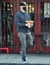 <p>A solo Colin Hanks grabs a bite in Los Angeles on Wednesday.</p>