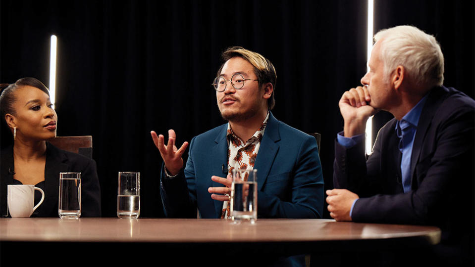 From left: Chukwu, Kwan and McDonagh during THR’s Writer Roundtable