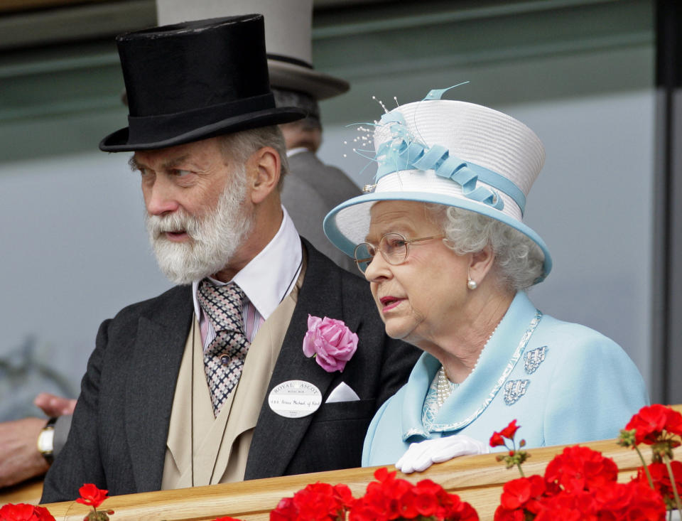 HRH Prince Michael of Kent and HM Queen Elizabeth II watch the horses in the parade ring as they attend day four of Royal Ascot at Ascot Racecourse on June 18, 2010 in Ascot, England. (Photo by Indigo/Getty Images)