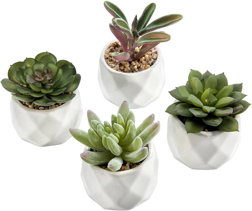 MyGift Mini Assorted Artificial Succulent Plants, Set of 4