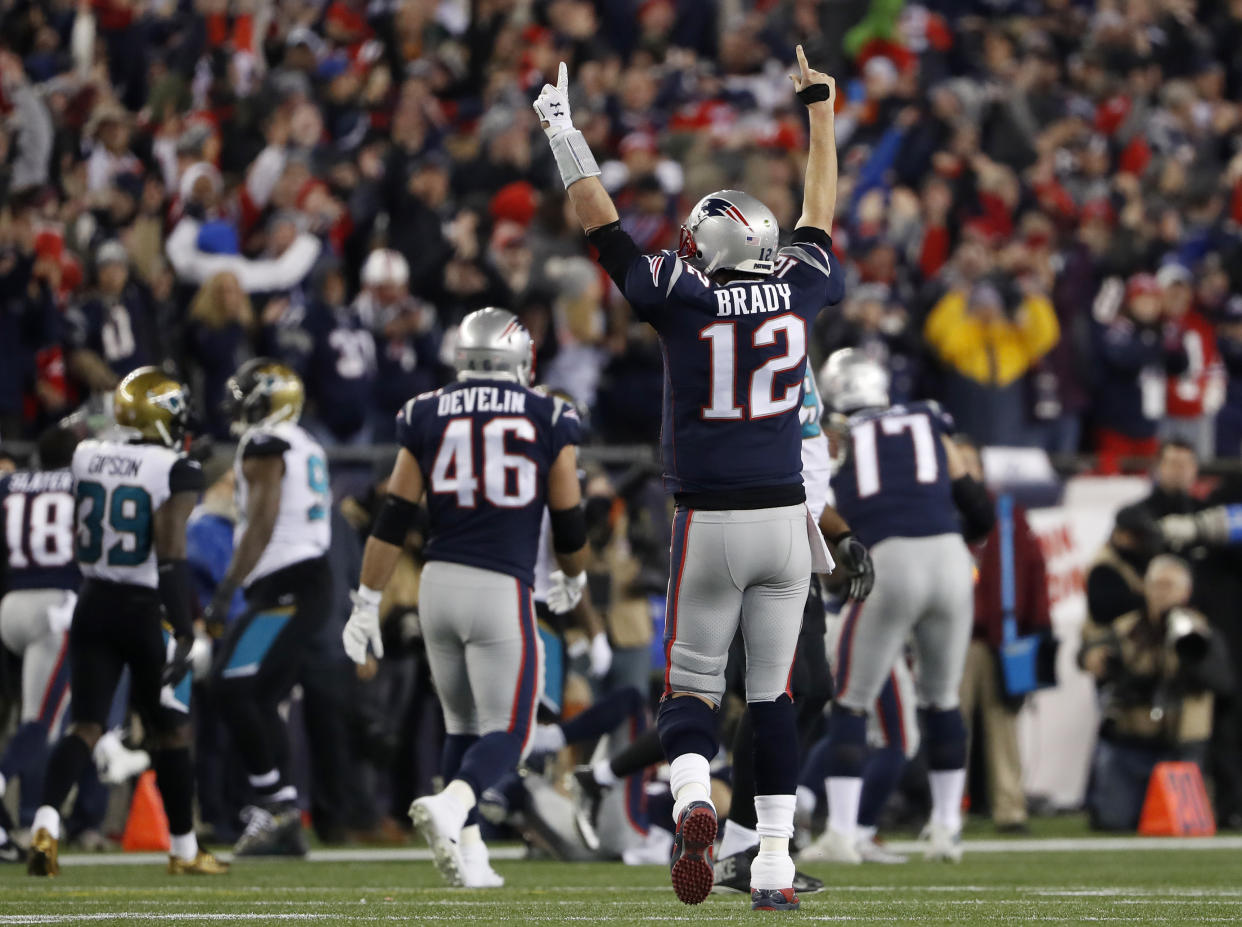 Tom Brady helped lead Bob Platte to win Yahoo Fantasy’s Champion of Champions contest. (AP Photo/Winslow Townson)