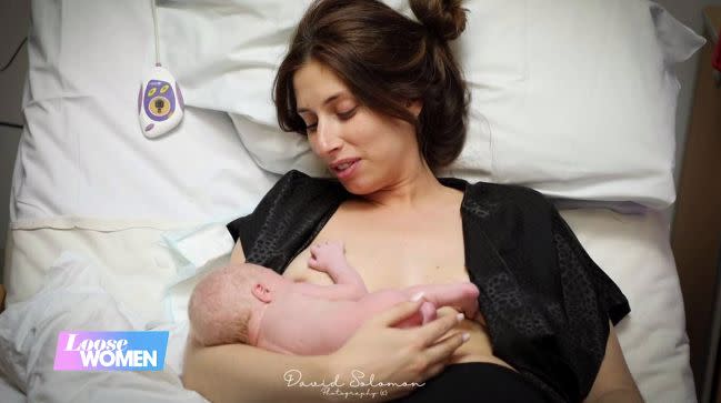 Stacey Solomon and her new baby boy (Credit: ITV/Loose Women)