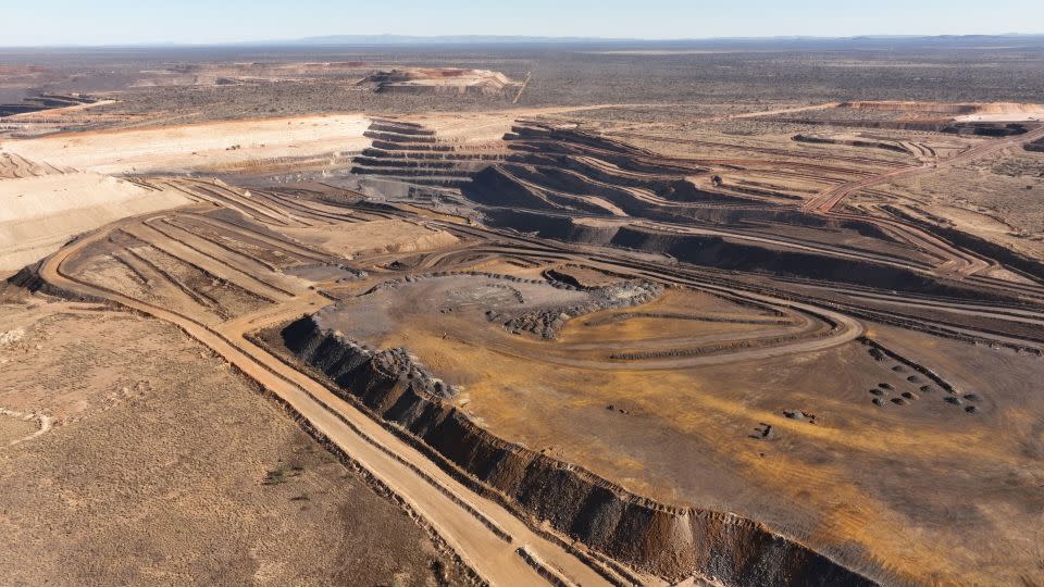 An aerial view of mining operations in the manganese belt in the Kalahari Desert. - Byron Blunt/CNN