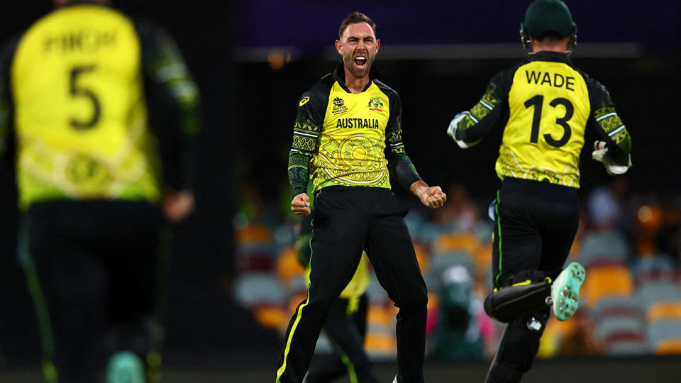 Glenn Maxwell celebrates a wicket for Australia at the 2022 T20 World Cup.