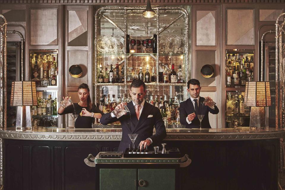 <p>Courtesy of Connaught Bar</p> The Connaught Barâ€™s martini service is next-level. They offer a martini trolley and mix the cocktail tableside according to your specifications.