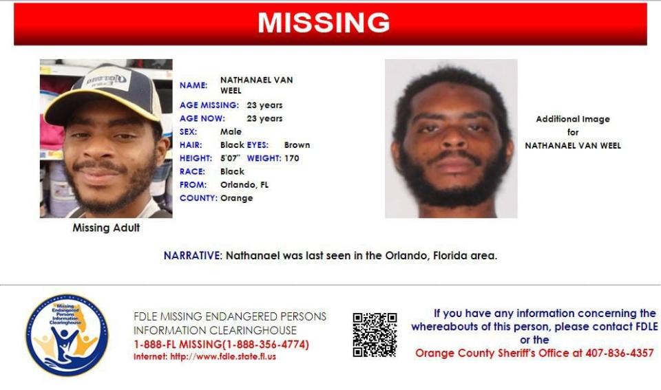 Nathanael Van Weel was last seen in Orlando.