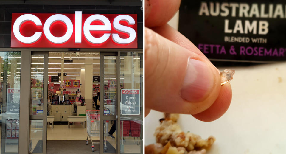 The shopper encouraged others to be wary of Coles sausages after finding glass while eating a meal. Source: Getty Images/Facebook