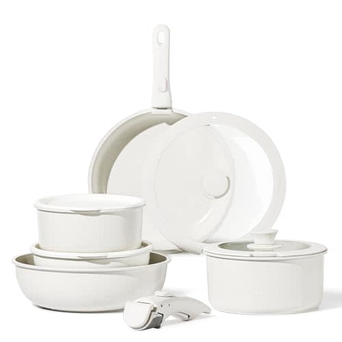 CAROTE 11pcs Pots and Pans Set Non Stick, Cookware Sets Detachable Handle, Induction RV Kitchen…