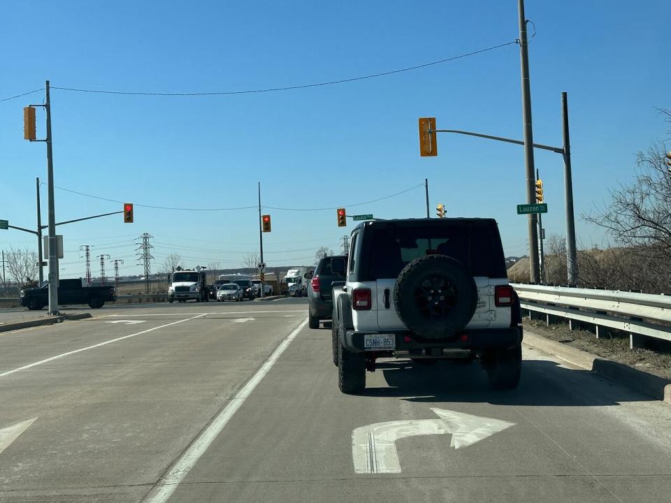 The intersection of Twin Oaks Drive and Lauzon Parkway is the only way in an out of the Twin Oaks Business Park, causing traffic delays and headaches.