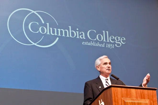 Columbia College President Gerald Brouder speaks during an event.