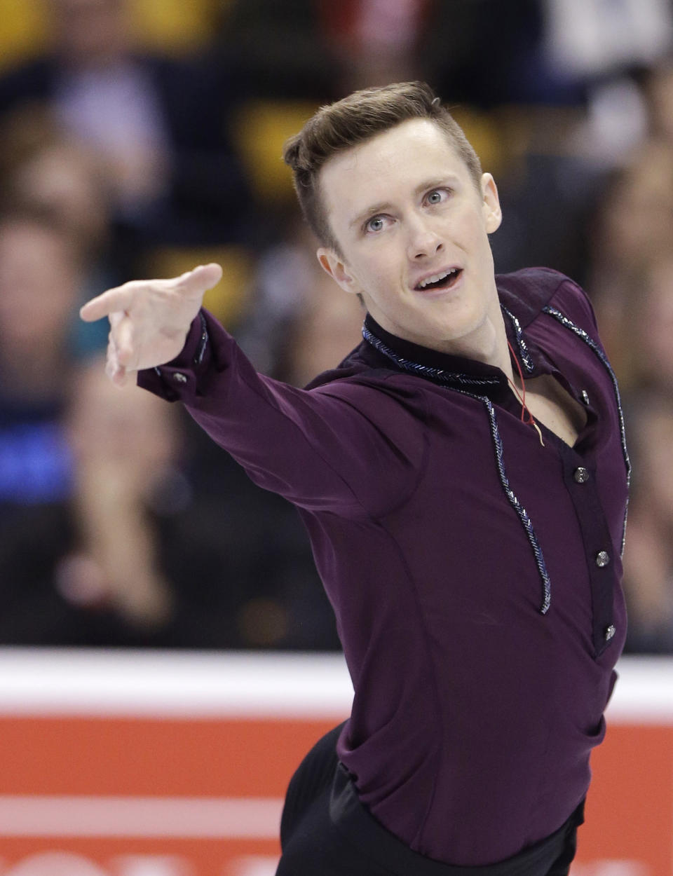 Jeremy Abbott skates during the men's short program at the U.S. Figure Skating Championships, Friday, Jan. 10, 2014, in Boston. (AP Photo/Steven Senne)