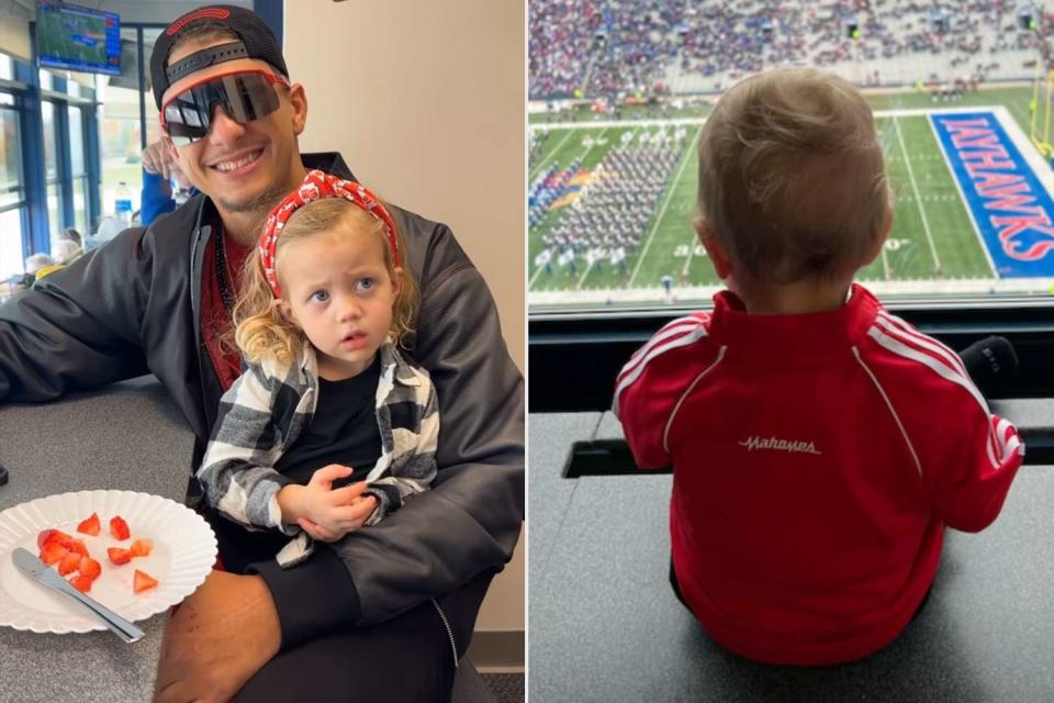 <p>Brittany Mahomes/Instagram</p> Brittany and Patrick Mahomes bring their kids to a football game.