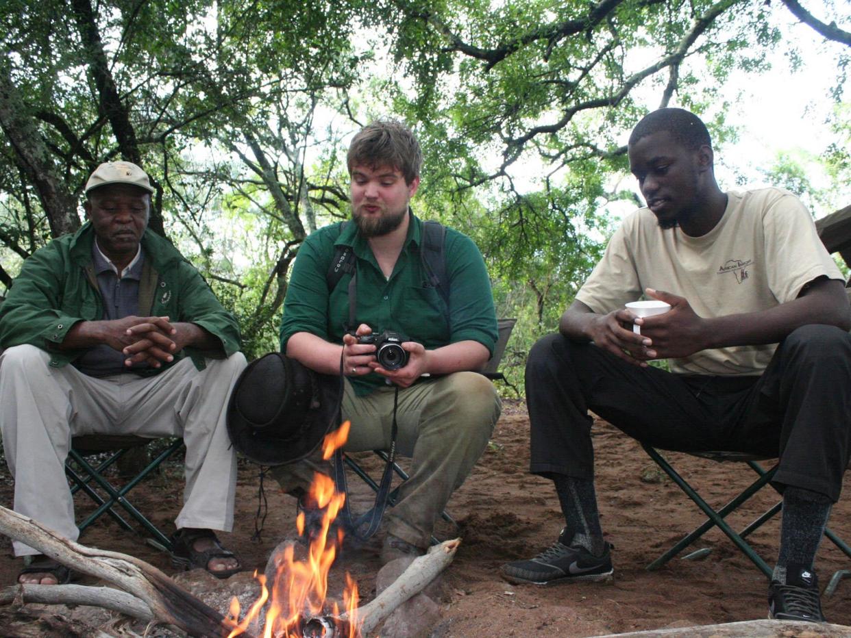 Students like Alex Parr (centre) benefit from access to real specimens, while Somkhanda benefits by gaining valuable data about the reserve’s fauna and flora: Photographs by Tony Carnie