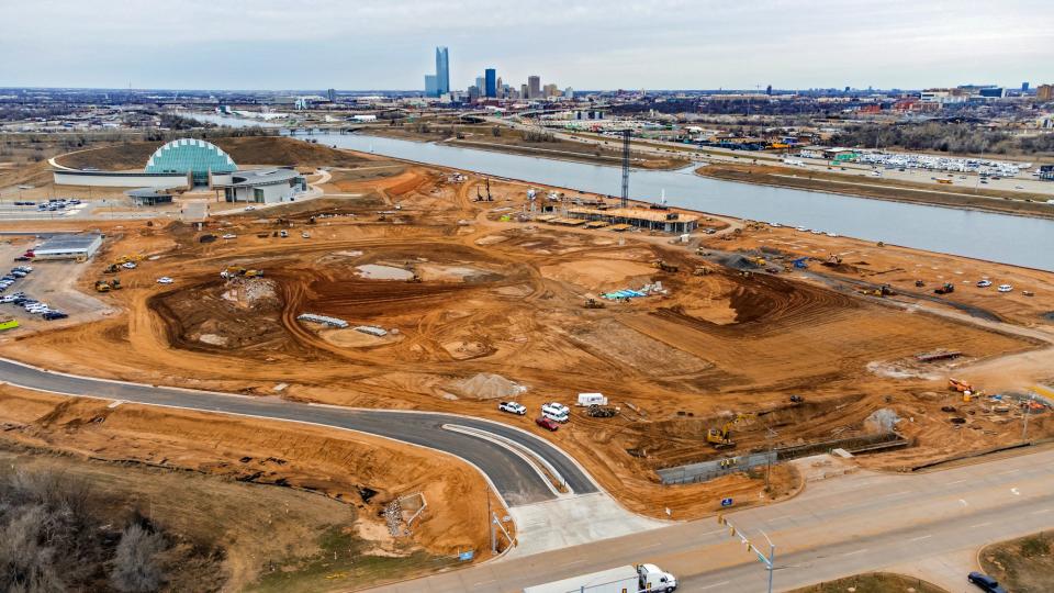 The $400 million OKANA resort being built on the south shore of the Oklahoma River will be connected to the north shore via a pedestrian bridge that would allow for development of the north shore.