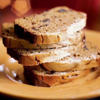 Pumpkin-Date Loaf with Cream Cheese Swirl