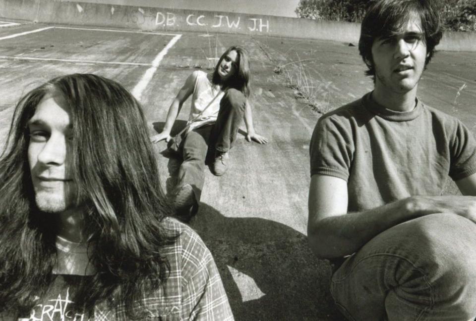 <p>Group portrait of Nirvana in Seattle, circa 1990 (Kurt Cobain, Chad Channing, and Krist Novoselic, left to right). Channing was the second drummer to join the band, before the group finally settled on Dave Grohl.</p>