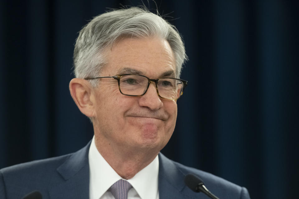 WASHINGTON, DC - MARCH 03: Federal Reserve Chair Jerome H. Powell announces a half percentage point interest rate cut during a speech on March 3, 2020 in Washington, DC. (Photo by Mark Makela/Getty Images)