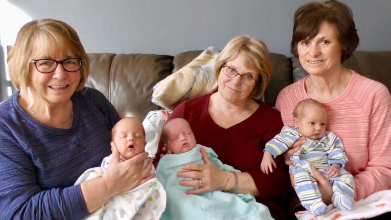 'It takes a village': 3 P.E.I. grandmothers help exhausted mom care for triplets