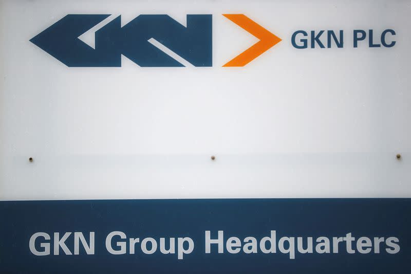 FILE PHOTO: Branding is seen outside the headquarters of GKN in Redditch