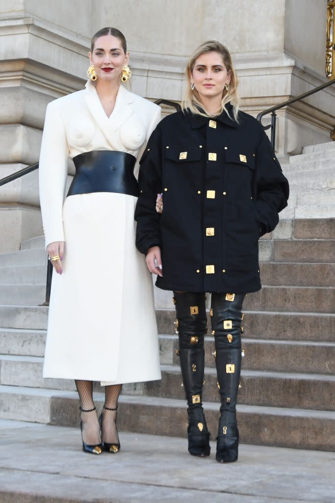 Chiara and Valentina Ferragni attend Schiaparelli's Spring 2022 couture show at Paris Fashion Week on January 24, 2022. - Credit: Gigi Iorio / SplashNews.com