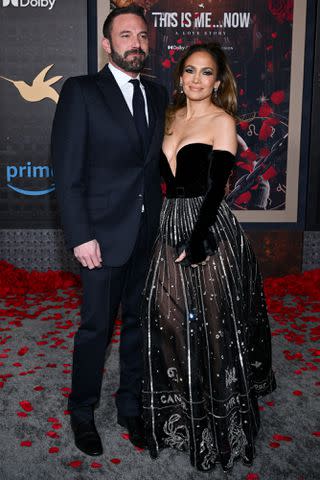 <p>Michael Buckner/Variety via Getty</p> Ben Affleck and Jennifer Lopez at the premiere of "This Is Me... Now: A Love Story" on Feb. 13, 2024